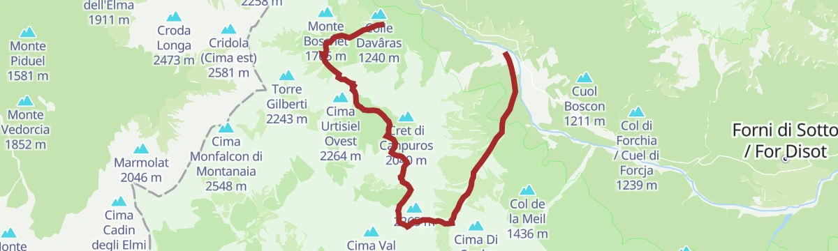 Route map: Sentiero Truoi dai Sclops